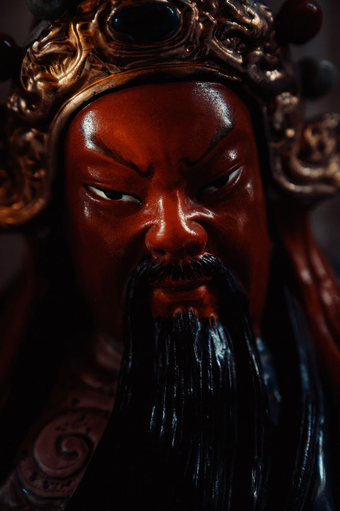 "Holy Emperor Guan, the Great God Who Subdues Demons in the Three Worlds and Whose Awe Spreads Far and Moves Heaven" (三界伏魔大神威遠震天尊關聖帝君).